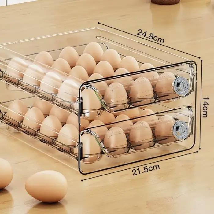 Boîte de rangement pour œufs à double niveau de type tiroir pour le réfrigérateur – Un indispensable pour garder les aliments frais et organiser votre cuisine