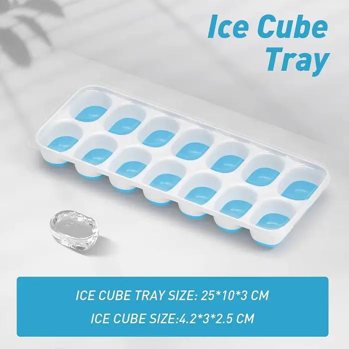 Bac à glaçons 14 cubes plateau à glaçons empilable durable pour congélateur avec couvercle amovible, bac à glace à dégagement facile pour cocktail, café