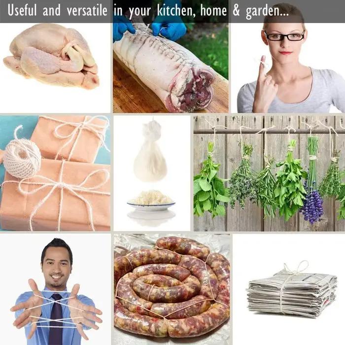 Ficelle de coton 70m pour préparation de viande et volaille - artisanat et jardinage - rouge noir vert coton naturel qualite alimentaire cordon corde barbecue dinde poulet saucisse