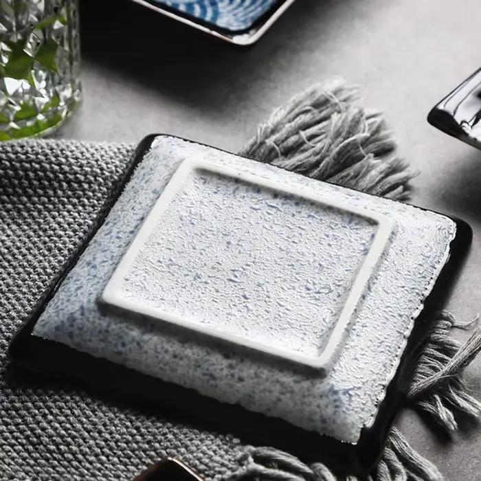 Assiette à sushi en céramique motif vague japonaise