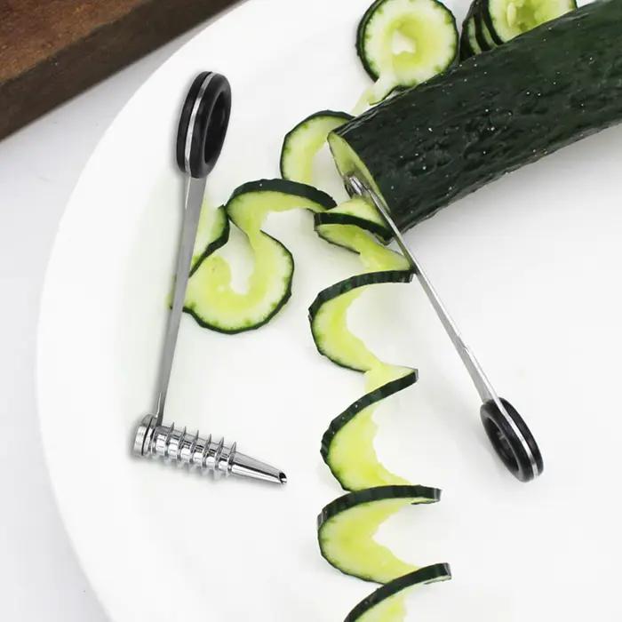 Spiraliseur à légumes en acier inoxydable pour tranchage et découpe de courgettes, concombres, carottes et autres légumes pour la cuisine et la maison