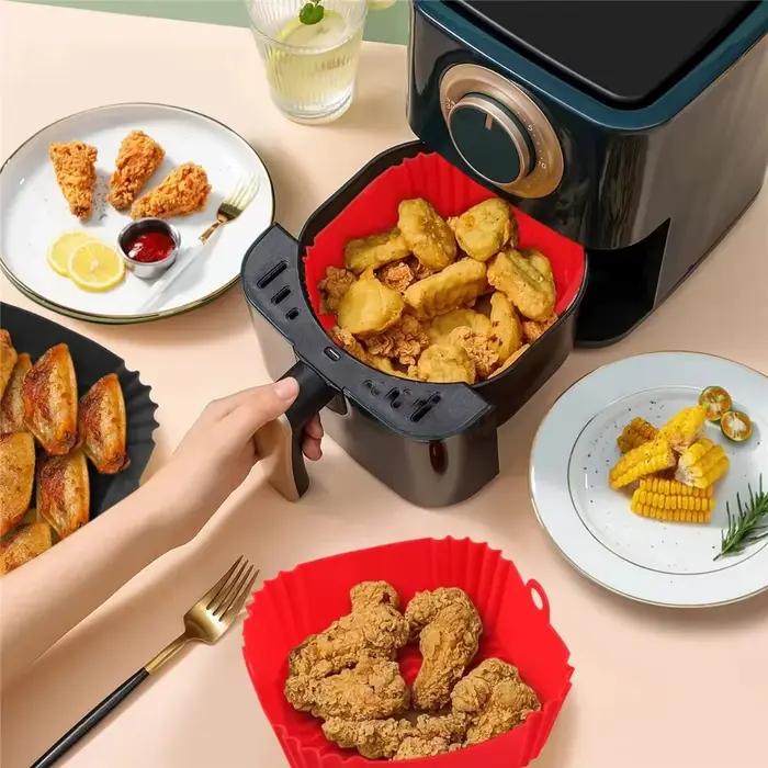 Doublure de poêle en silicone réutilisable pour friteuse à air, accessoires de cuisson au four, pizza frite, panier en silicone jetable, 1PC
