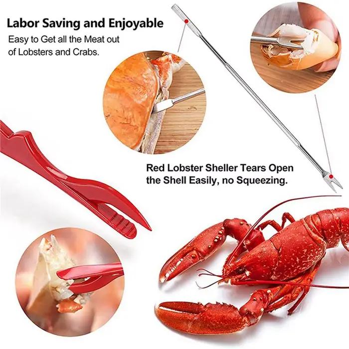 A36T-Crab Crackers And Tools, Lobster - 4 briseurs de pattes de crabe et 8 fourchettes à pattes de crabe robustes, durables, ant