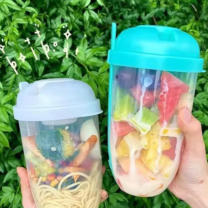 Tasse à salade portable avec fourchette et couvercle, bouteille de fruits, légumes, petit-déjeuner, transport pour le travail, voyage, pique-nique, bouteille de nourriture pour l'école et le camping