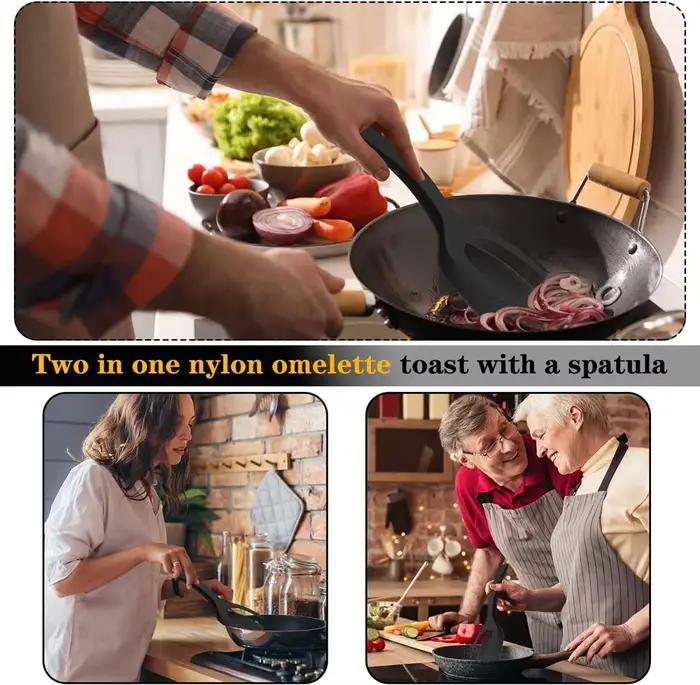 Nouveau 2 en 1 poignée Flip spatule pinces oeuf Flipper