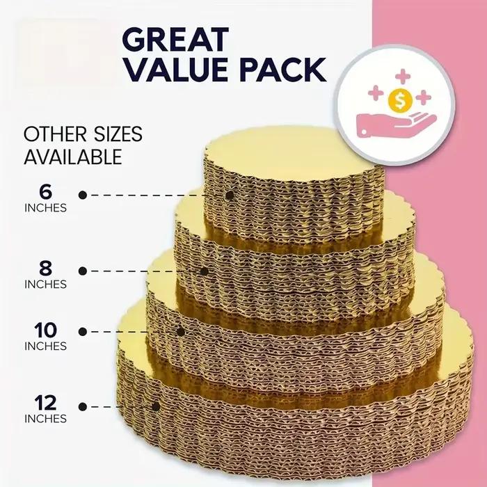 5 planches à gâteaux avec anneaux à gâteau dorés
