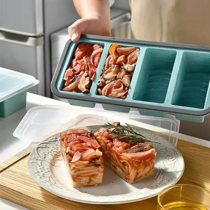 Plateau de congélation alimentaire en Silicone avec couvercle