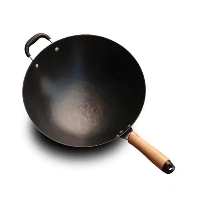 Pot en fer pour porc de style ancien, poêle en fonte, poêle antiadhésive non revêtue pour la maison, poêle à fond rond