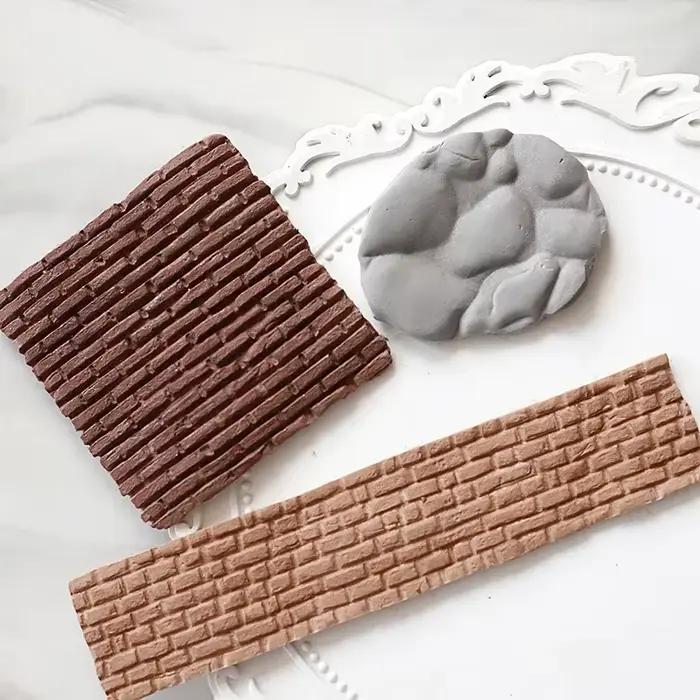 VERIDIAN cuisson gâteau moule bricolage Simulation mur de briques sol pierre Texture Style pastorale Fondant