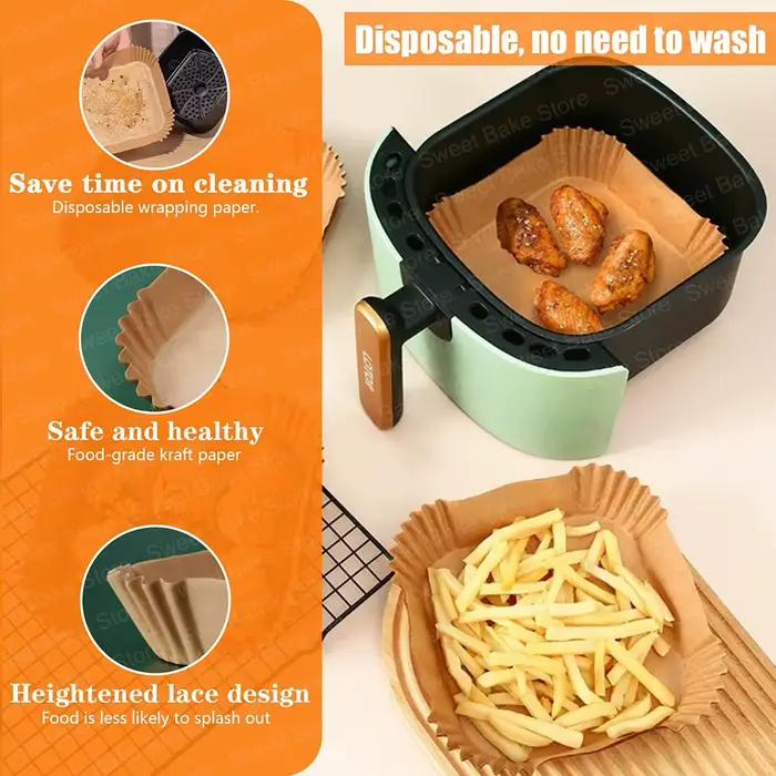 Doublure en papier de cuisson pour friteuse à air 6L + 3L tapis de cuisson non adhésif pour philips airfryer tefal easy fry occasionnels usage facile jetable respectueux de l'environnement