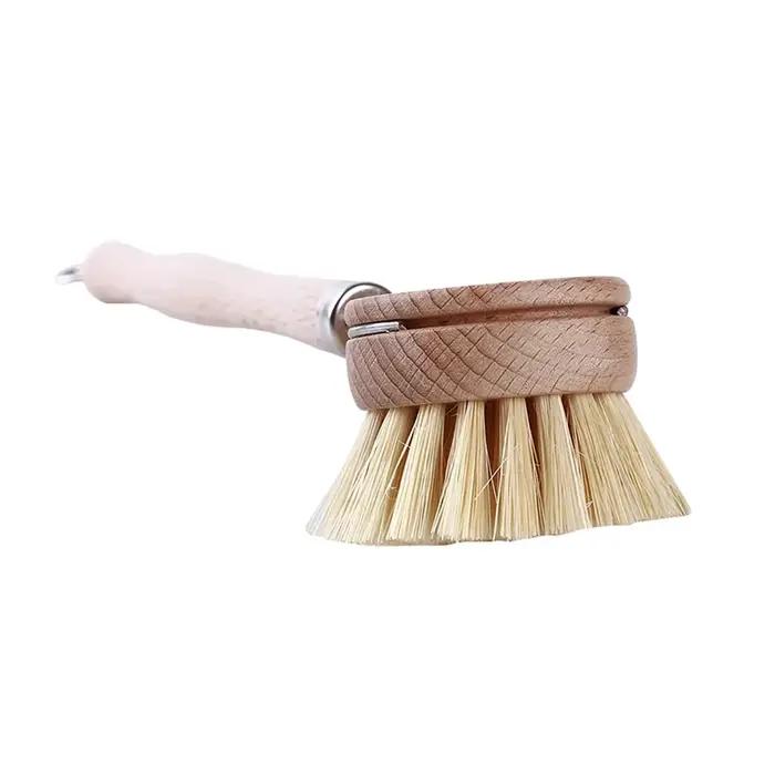 Brosse à casserole à Long manche en bois naturel, bol à vaisselle, brosse de nettoyage de lavage, outil de brossage de casseroles de cuisine, brosse de nettoyage de lavage de bol
