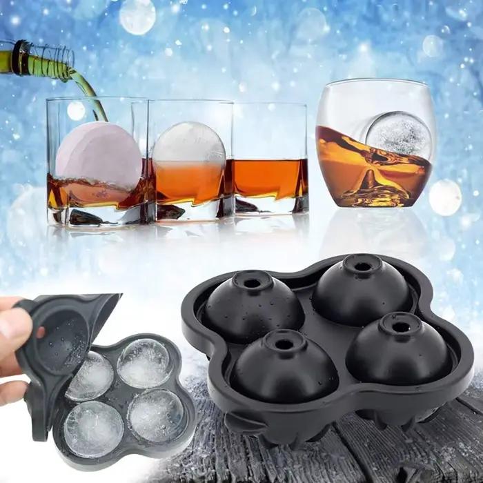 Moule à glaçons sphériques en silicone 4/6/8 compartiments, bac à glaçons DIY, outils de cuisine et de bar, idéal pour congélateur et cocktails