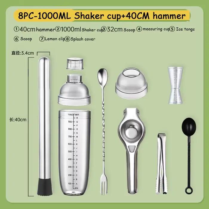Kit de barman Boston, ensemble Shaker à Cocktail pour boissons mélangées, Martini, outils de Bar à domicile, acier inoxydable, cadeau parfait