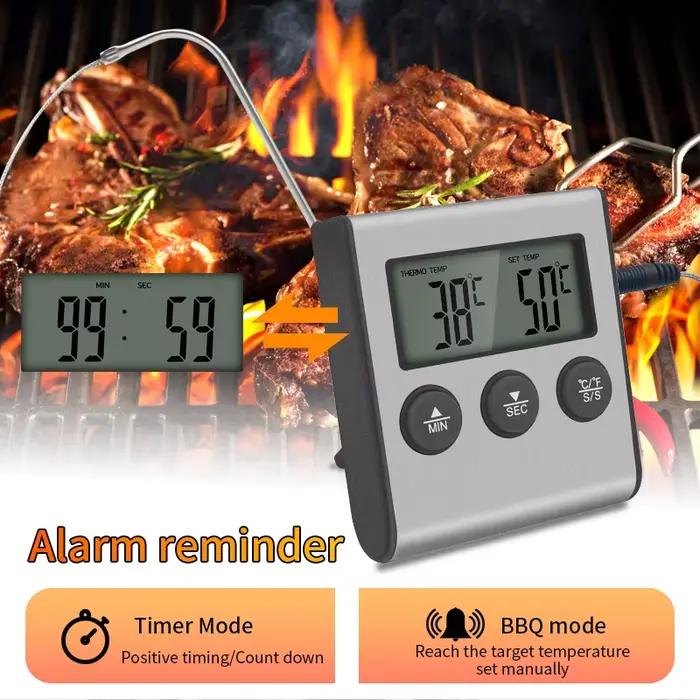 Thermomètre de cuisine numérique pour viande, four, barbecue, minuterie, compteur de chaleur pour la cuisson