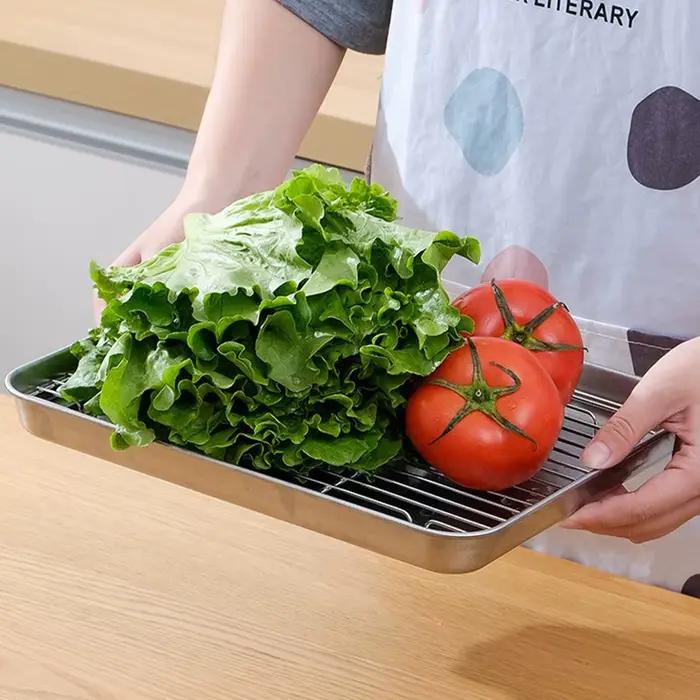 Plaque de cuisson en acier inoxydable avec grille pour gâteaux, barbecue, four, brownies, outil de cuisson et de grillade pour occasions spéciales et cadeaux d'anniversaire