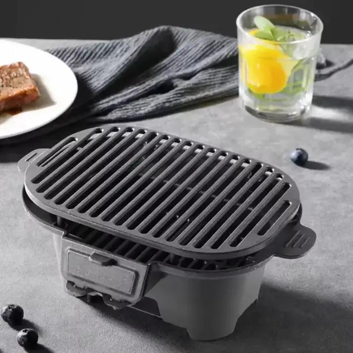 Barbecue en fonte épaissie à double usage pour grillades et préparation de thé, portable, style chinois, pour pique-nique en extérieur