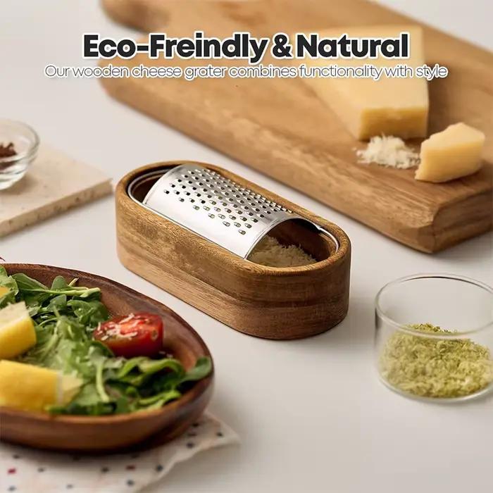 Râpe à fromage avec récipient en bois 304