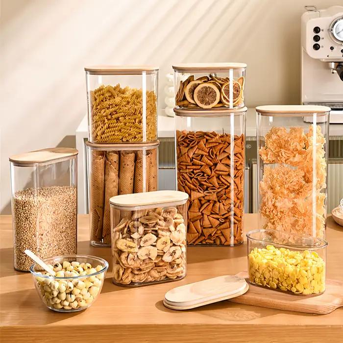 Couvercle en bois, boîte hermétique en plastique
