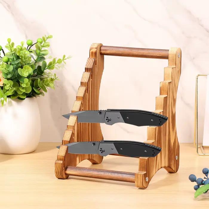 Support de couteaux en bois à 7 niveaux, 1 pièce, support de rangement, présentoir de couteaux, support de couteaux de cuisine Stable avec vis pour accessoires de cuisine