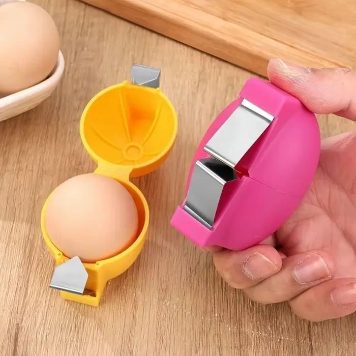 Nouvel ouvre-coquille d'œuf portatif PP, outil créatif d'ouverture de coquille d'œuf en acier inoxydable pour œufs crus