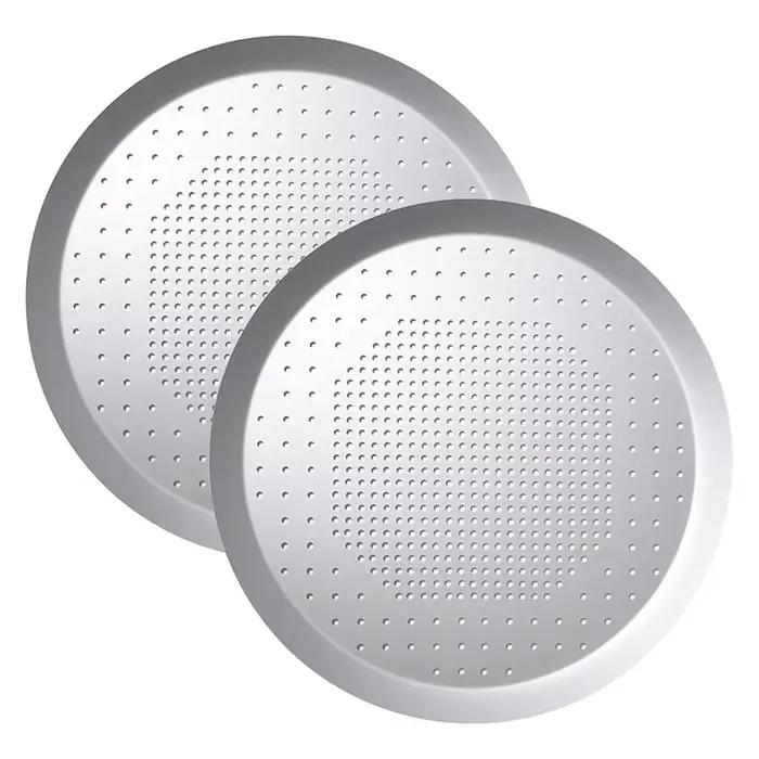 SOFT-Pizza Four Plateau Lot de 2 plateaux de cuisson ronds de 25,5 cm de diamètre avec revêtement antiadhésif anodisé 1,5 cm de hauteur