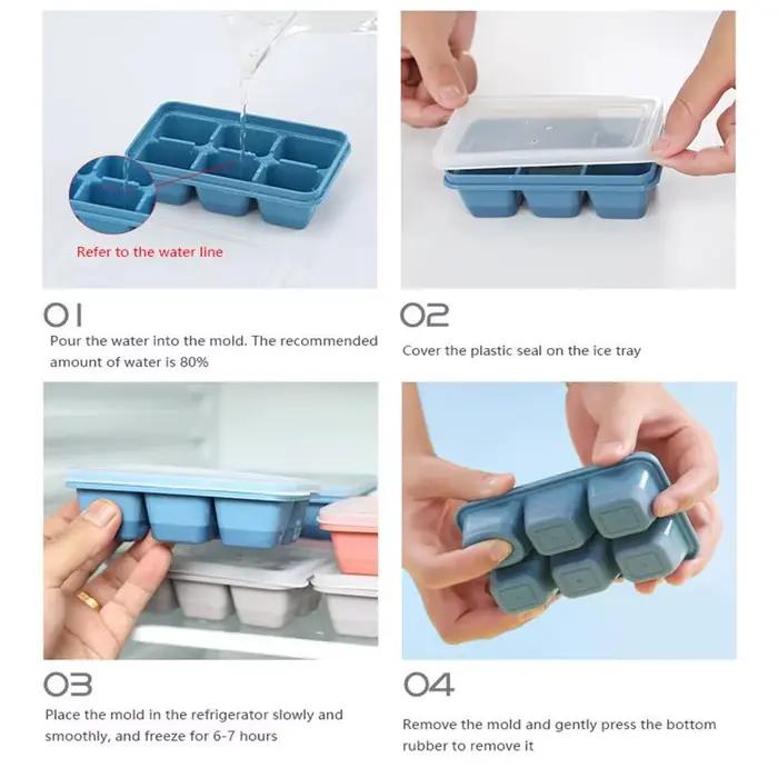 Boîte à glaçons en silicone avec couvercle, moule à glaçons congelés, zones de réfrigérateur, fait maison, TikTok, chaud