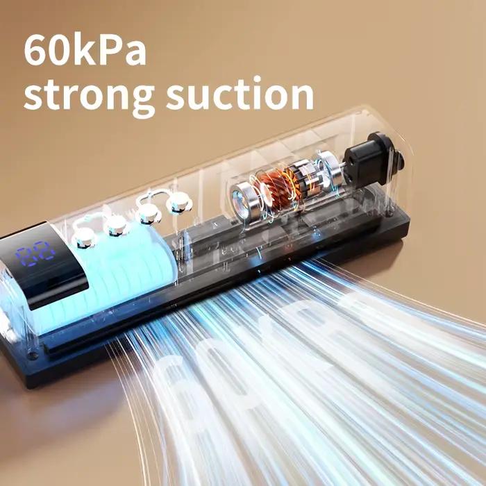 Scelleuse alimentaire portable professionnelle mini 60Kpa sans fil avec recharge USB-C pour la maison et les voyages