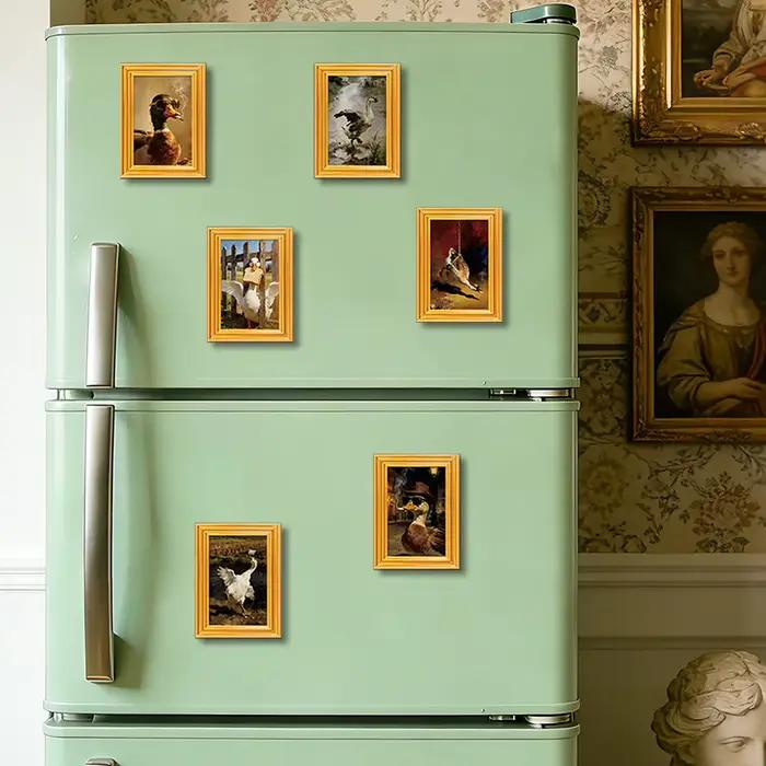 1 pièce Aimant de réfrigérateur en bois en forme de canard fumeur fantaisiste, mini cadre, aimant de réfrigérateur canard amusant, décoration artistique audacieuse pour la maison et le bureau