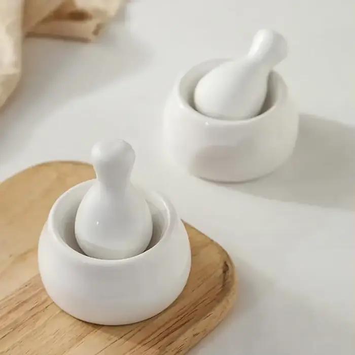 Ensemble de mortier et de pilon en céramique pour broyer des épices, des herbes et plus de décoration de cuisine, broyeur d'herbes essentiel et Durable, broyeur de pilules