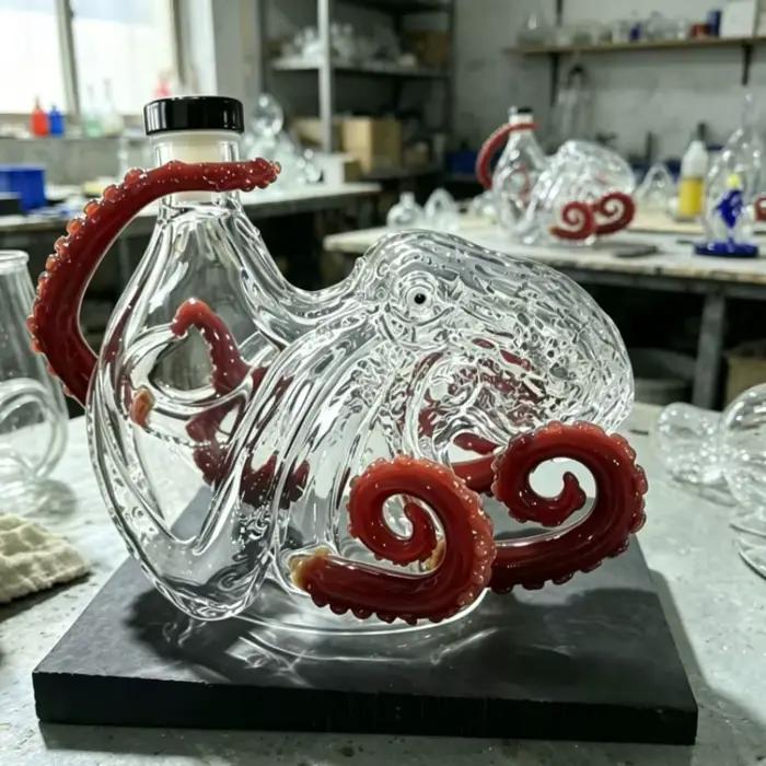 Nouvelle carafe à rhum épicé en forme de pieuvre rouge