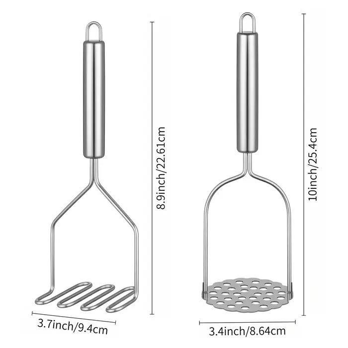 Broyeur de pommes de terre en acier inoxydable, outils et ustensiles de cuisine pour avocat, haricots, 2 pièces