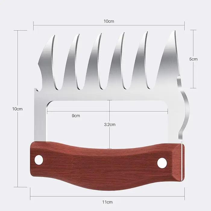 Griffes d'ours en acier inoxydable LMETJMA pour barbecue et manipulation de viande avec manche en bois ouvre-bouteille pour occasions familiales et rassemblements