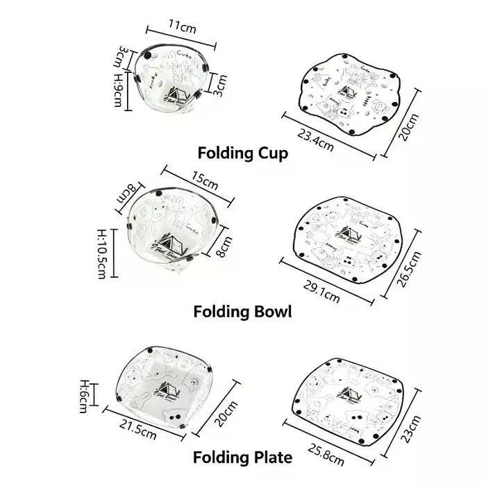 Ensemble de 3 bols tasses et assiettes pliables en céramique pour camping randonnée et pique-nique occasions spéciales