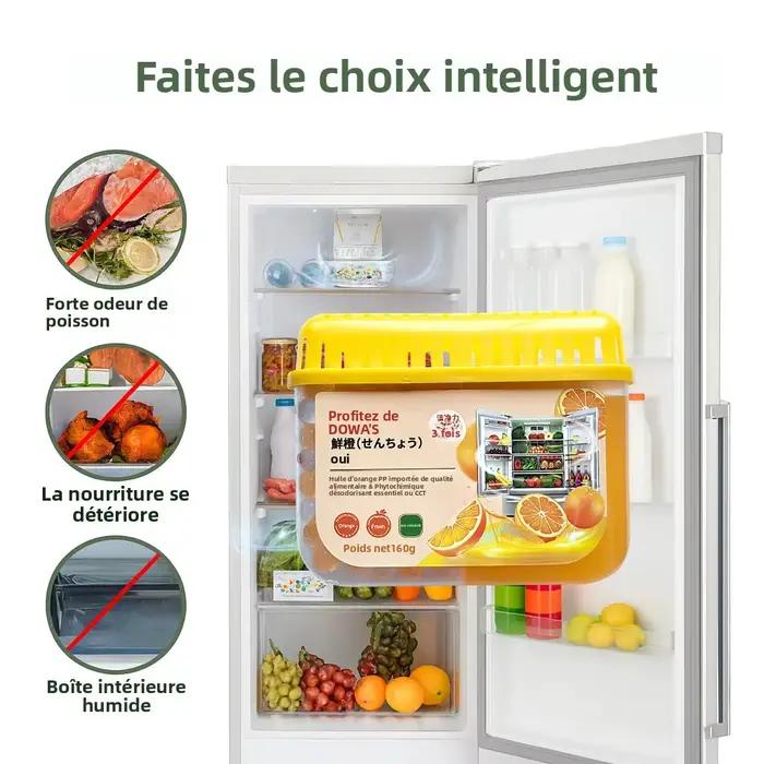 Désodorisant pour réfrigérateur 160g | Extrait naturel d'agrumes | Élimine les odeurs et conserve la fraîcheur | Idéal
