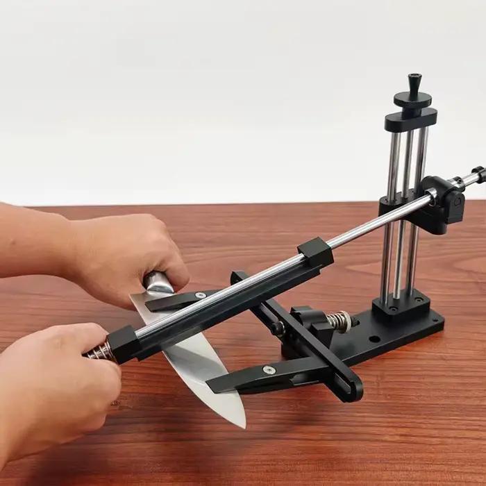 Affûteur de couteaux fixe en alliage d'aluminium noir, système de meulage professionnel pour menuiserie, réglage de la Rotation, pierre à aiguiser d'angle