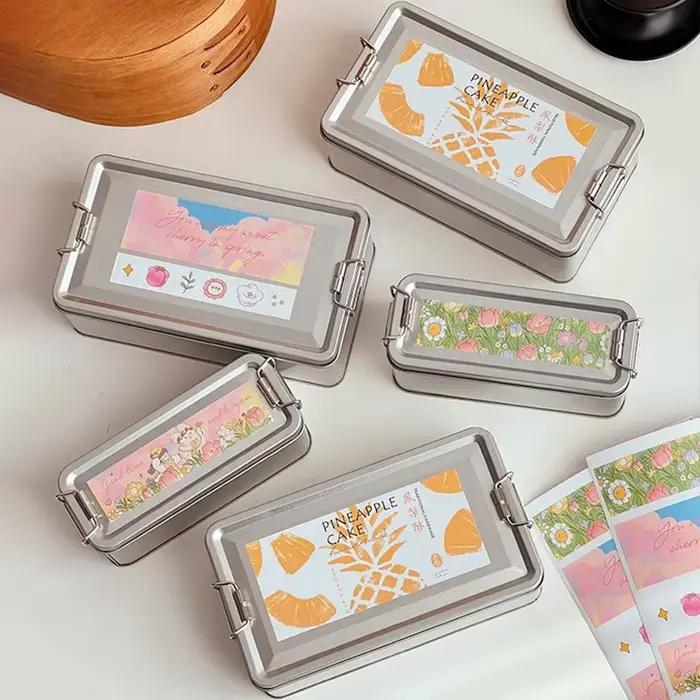 Boîte rectangulaire de boîtes à biscuits en fer blanc avec couvercle, anti-poussière, cuisine domestique, stockage de bureau, pour bonbons, café, thé, bijoux, chocolat