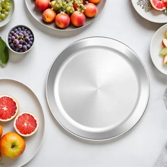 Assiette à Pizza en acier inoxydable de forme ronde