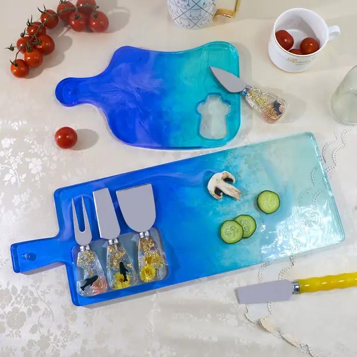 Plateau à manche de couteau DM318, moule en résine de Silicone, planche à découper, boîte de rangement de couverts, moule en résine époxy pour la vaisselle