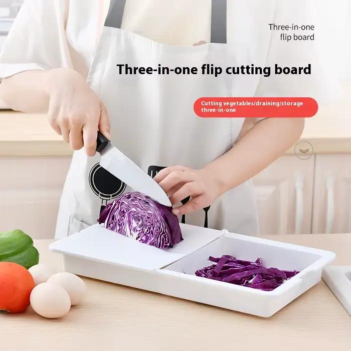 Planche à découper pliable multifonctionnelle avec passoire, planche à découper de cuisine, panier de lavage, vidange, outils de cuisine