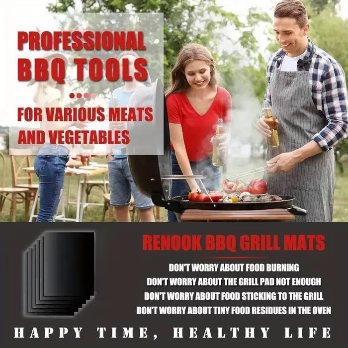 Lot de 5 tapis de cuisson antiadhésifs pour barbecue