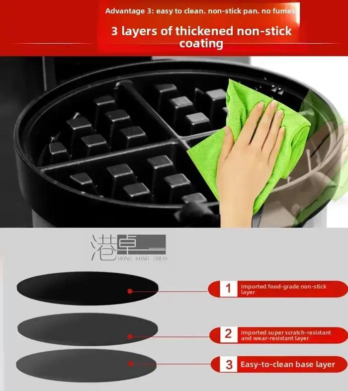Machine à gaufres électrique multifonctionnelle de grande taille 220V, grill de cuisson rotatif à retourner pour usage domestique et professionnel - LYH
