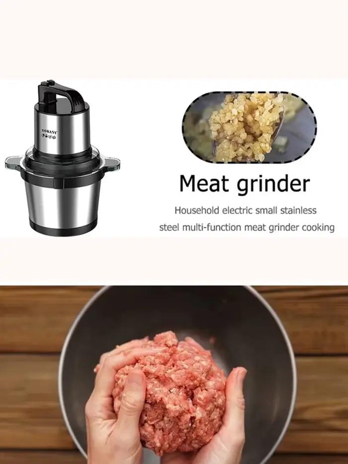 Couteau électrique avec bol en acier inoxydable hachoir à viande 2 vitesses 4 lames pour viande et oignon occasion spéciale cuisine rapide efficace