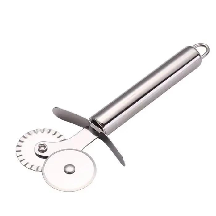 Couteau à pizza à double rouleau en acier inoxydable