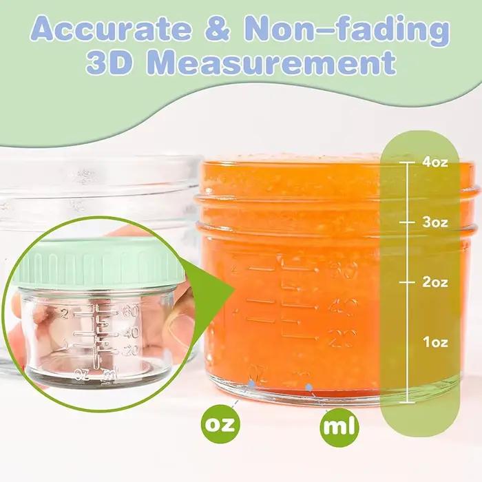 Lot de 6 pots en verre de 120 ml de qualité alimentaire pour bébés