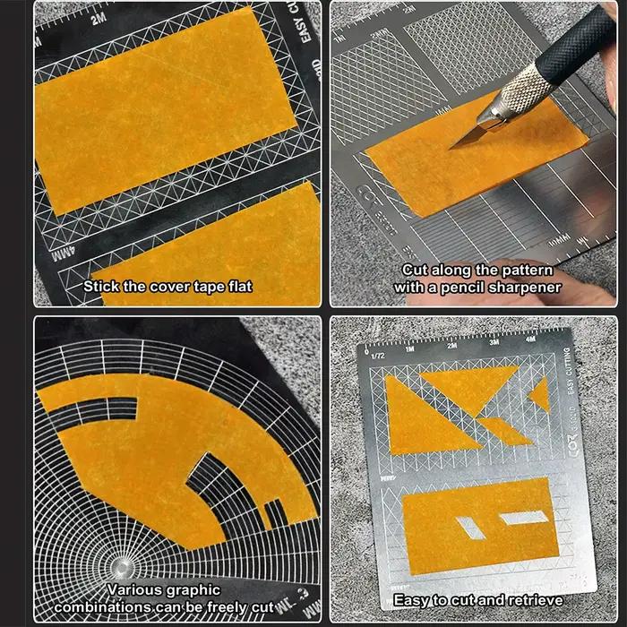 Feuille de masquage de modèle en acier inoxydable, Type de coupe facile, tapis de planche, outil artisanal de loisirs, couverture d'outils de coupe de papier, modèle Kit de bricolage