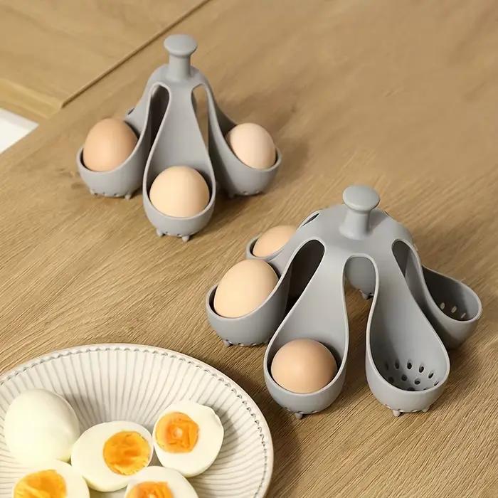 Porte-œufs 4/6, cuiseur à œufs en silicone résistant aux hautes températures pour la cuisine domestique – Idéal pour la cuisson des œufs à la vapeur pour le petit déjeuner familial