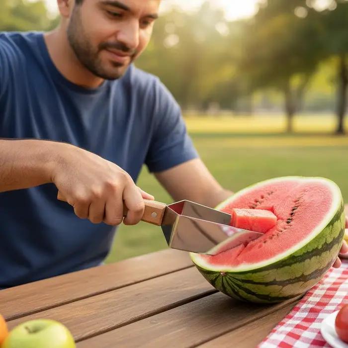 Outils de découpe de pastèque triangulaires, trancheuse à pastèque, outil de découpe de fruits réutilisable et peu coûteux en temps, accessoires de cuisine