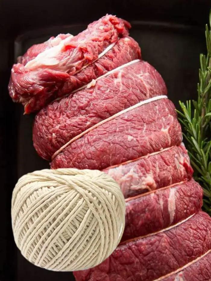 Corde de boucher en coton non blanchi multicolore pour présentation de viandes et volailles occasions spéciales trousseau de 70mètres tranches de dinde barbecue saucisses fêtes familiales