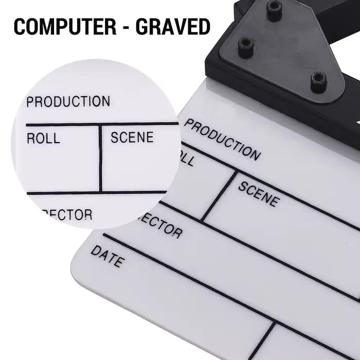 Andoer – planche à clins en acrylique de taille compacte, effaçable à sec, Film TV, scène d'action coupée, bâton noir et blanc