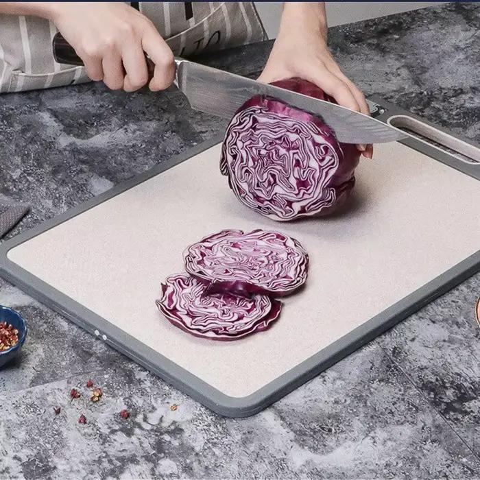 Planche à découper 2 en 1 en acier inoxydable, matériel de qualité alimentaire, pétrissage antiadhésif des deux côtés, disponible, cuisine maison, dessert 03 utilisation